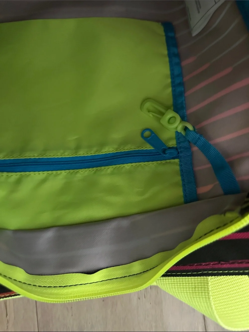 adidas Black Tote with Neon Yellow Trim and Multicolor Stripes Zip Top - Picture 5 of 9